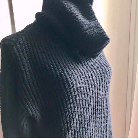 Free People Cozy Ribbed Knit Turtleneck Sweater - Black L - Picture 2 of 7